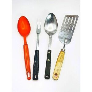 Vintage EKCO Lot Forge Serving Spoon and Slotted Spatula Turner Set USA Made